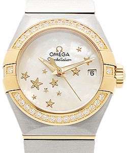 Constellation Brushed Chronometer in 2 Tone with Diamond Bezel on Steel and Yellow Gold Bracelet with White MOP Diamond
