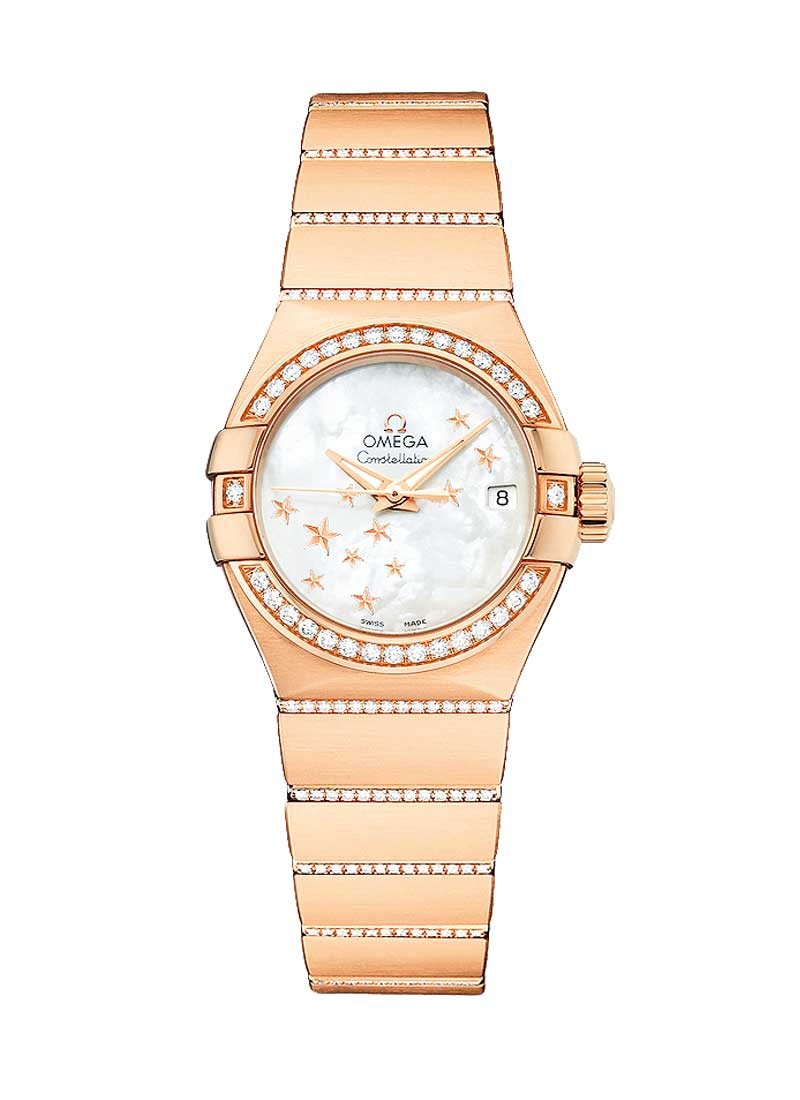 Omega Constellation Brushed Chronometer in Rose Gold Diamond Bezel