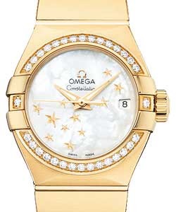 Constellation Brushed Chronometer in Yellow Gold with Diamond Bezel on Yellow Gold Bracelet with MOP Dial