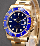 Submariner in Yellow Gold with Blue Ceramic Bezel on Oyster Bracelet with Blue Dial