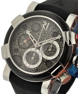 Moon Dust DNA Chronograph in High Polished Steel with Carbon Bezel on Black Rubber Strap with Grey Dial