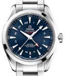Seamaster Aqua Terra 43mm GMT in Steel on Steel Bracelet with Lacquered Blue Dial
