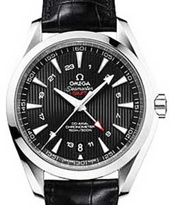 Seamaster Aqua Terra 43mm GMT in Steel Steel on Strap with Lacquered Black Dial