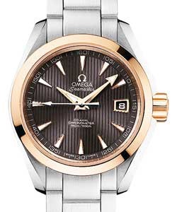 Aqua Terra 30mm in Steel and Rose Gold Bezel On Steel Bracelet with Gray Dial