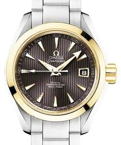 Aqua Terra 30mm in Steel and Yellow Gold Bezel On Steel Bracelet with Gray Dial