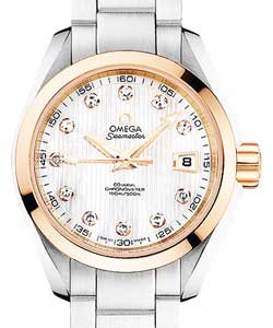 Seamaster Aqua Terra in Steel with Rose Gold Bezel On Steel Bracelet with White MOP Diamond Dial