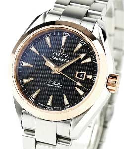 Aqua Terra in Steel and Rose Gold Bezel On Steel Bracelet with Black Dial