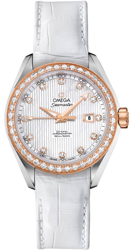 Omega Aqua Terra in Steel with Rose Gold Diamond Bezel