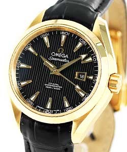 Aqua Terra in Yellow Gold On Black Crocodile Leather Strap with Black Dial