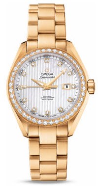 Omega Aqua Terra Ladies Automatic 34mm - Yellow Gold -Diamond