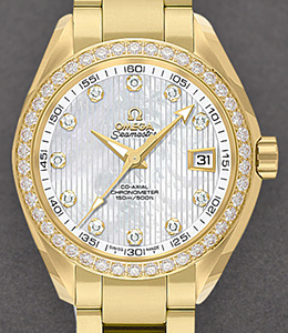 Aqua Terra Ladies Automatic 34mm - Yellow Gold -Diamond Yellow Gold-Diamonds on Bracelet with MOP Diamond Dial