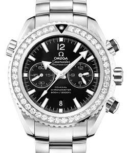 Planet Ocean Omega Co-Axial Chronograph in Steel with Diamond Bezel on Steel Bracelet with Black Dial