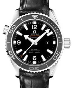 Planet Ocean 600 M Omega Co-Axial in Steel On Black Crocodile Leather Strap with Black Dial