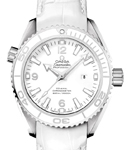 Planet Ocean 600 M Omega Co-Axial in Steel On White Crocodile Leather Strap with White Dial