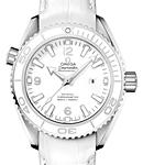 Planet Ocean 600 M Omega Co-Axial in Steel On White Crocodile Leather Strap with White Dial
