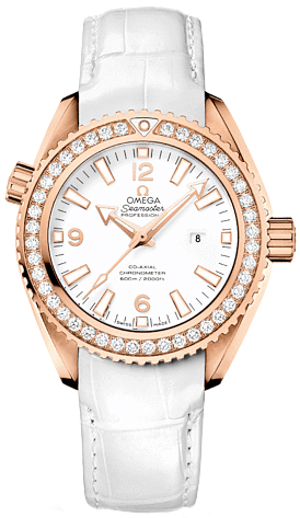 Omega Planet Ocean 600 M Omega Co-Axial GMT in Rose Gold with Diamond Bezel