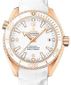 Seamaster Planet Ocean 42mm in Rose Gold On White Crocodile Leather Strap with White Dial