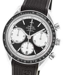 Speedmaster Racing Special Editions in Steel On Black Rubber Strap with Black Dial and White Sub Dial