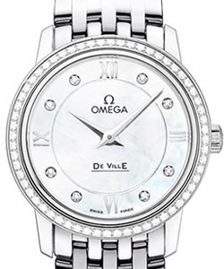 De Ville Prestige Quartz 27.4mm - Steel - Diamond Bezel on Steel Bracelet with White MOP Diamond Dial