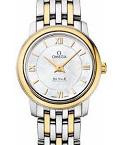 De Ville Prestige Co-Axial 24.4mm in 2-Tone Steel On Steel and Yellow Gold Bracelet with MOP Dial