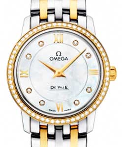 De Ville Prestige Co-Axial 27.4mm in 2-Tone - Diamonds Steel and Yellow Gold Bracelet - White MOP Diamond Dial