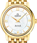 De Ville Prestige Co-Axial Quartz in Yellow Gold on Yellow Gold Bracelet with White MOP Dial