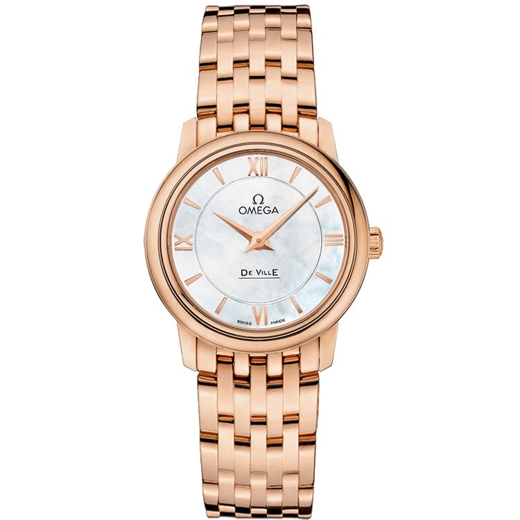 De Ville Prestige Quartz 27.4mm in Rose Gold On Rose Gold Bracelet with White MOP Dial