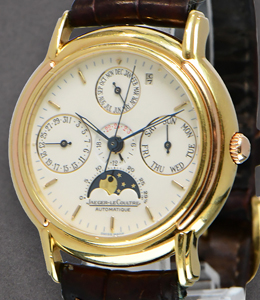 Odysseus Perpetual Calendar in Yellow Gold on Red Crocodile Leather Strap with White Dial