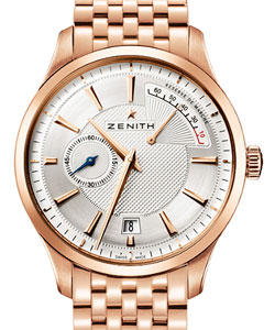 Elite Captain Power Reserve in Rose Gold on Rose Gold Bracelet with Silver Dial
