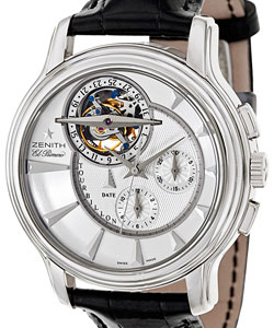Academy Tourbillon Chronograph in White Gold on Black Alligator Leather Strap with Silver Dial