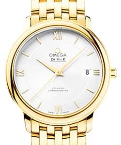 De Ville Prestige Co-axial in Yellow Gold On Yellow Gold Bracelet with Silver Dial