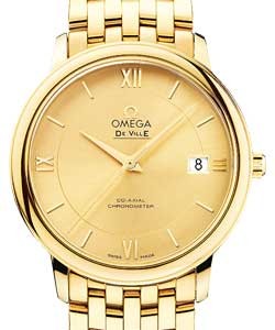De Ville Prestige Co-axial in Yellow Gold On Yellow Gold Bracelet with Champagne Dial