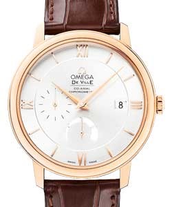 De Ville Prestige Power Reserve in Rose Gold On Brown Crocodile Leather Strap with Silver Dial
