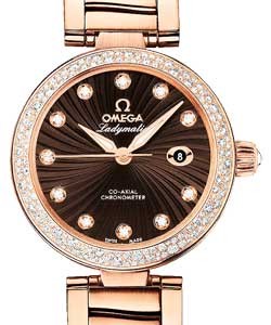 DeVille Ladymatic in Rose Gold with Diamond Bezel on Rose Gold Bracelet with Black Diamond Dial