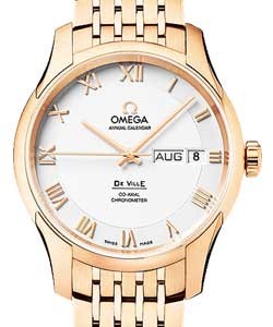 De Ville Co-Axial Chronometer Annual Calendar in Rose Gold on Rose Gold Bracelet with Silver Dial