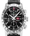 Mille Miglia Chronograph GMT in  Steel - Limited to 2004 pcs on Black Calfskin Leather Strap with Black Dial