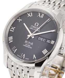 DeVille Annual Calendar Men's in Steel on Bracelet with Black Roman Dial