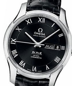 DeVille Co-Axial Chronometer  Annual Calendar - Steel On Brown Crocodile Strap with Black Roman Dial