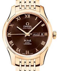 DeVille Co-Axial Chronometer Annual Calendar in Rose Gold on Rose Gold Bracelet with Brown Roman Dial