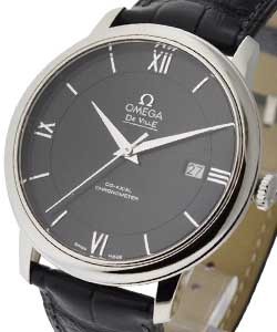 De Ville Prestige Co-Axial 39.5mm in Steel on Black Rubber Strap with Black Dial