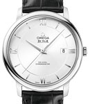 De Ville Prestige Co-Axial in Steel on Black Crocodile Leather Strap with Silver Dial