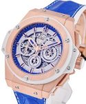 King Power Big Bang Miami 305 in Rose Gold on Blue Crocodile Leather Strap with Skeleton Dial - Limited to 50pcs