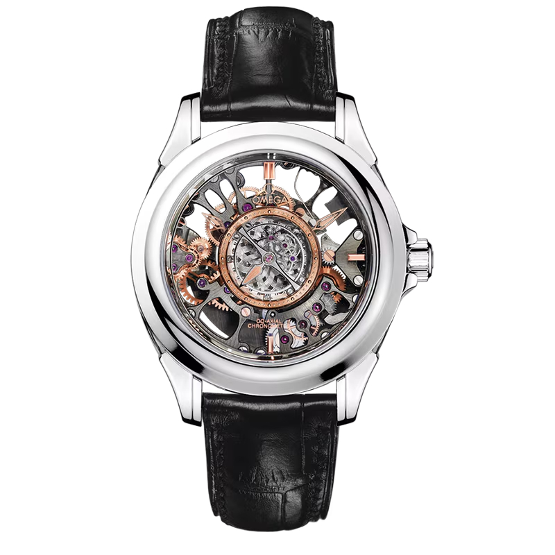 Central Tourbillon Skeleton Coaxial in Platinum - Limited to 18 on Black Crocodile Leather Strap with Skeleton Dial