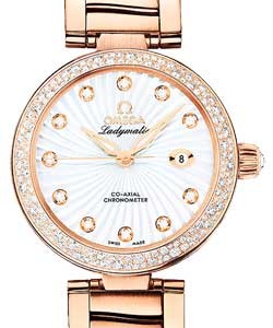 DeVille Ladymatic in Rose Gold with Diamond Bezel on Rose Gold Bracelet with White Diamond Dial