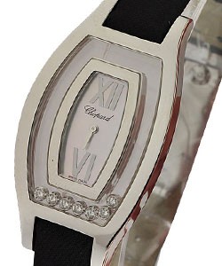 Happy Diamonds with Floating Diamonds White Gold on Strap with Mother of Pearl Dial