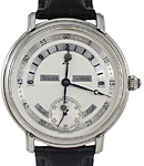 Masterpiece Jour Et Nuit Men's Manual in Steel on Black Crocodile Leather Strap with Silver Dial