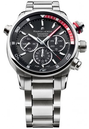 Pontos S Chronograph 44mm Automatic in Steel on Steel Bracelet with Black Dial