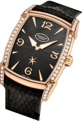 Kalparisma Nova 37.5mm Automatic in Rose Gold with Diamond Bezel on Black Leather Strap with Black Dial