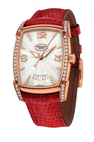 Kalparisma Agenda 37.5mm Automatic in Rose Gold with Diamond Bezel on Red Alligator Leather Strap with MOP Dial