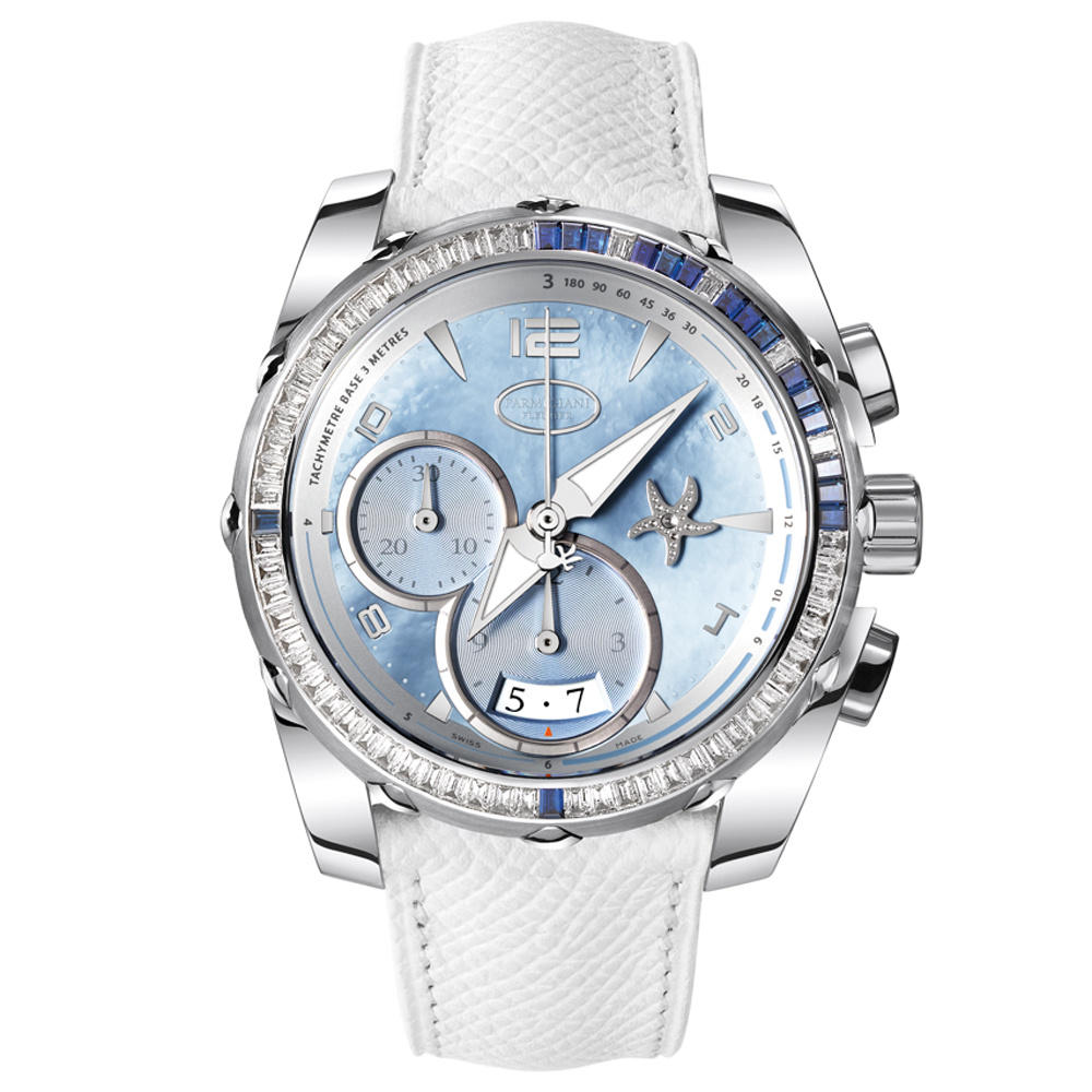 Parmigiani Pershing 002 Asteria 42mm Automatic in White Gold with Diamond & Sapphire Bezel